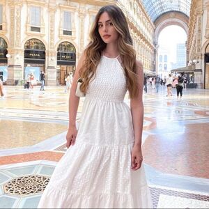 Zara Embroidery Dress Eyelet White New